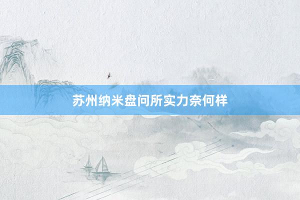 苏州纳米盘问所实力奈何样